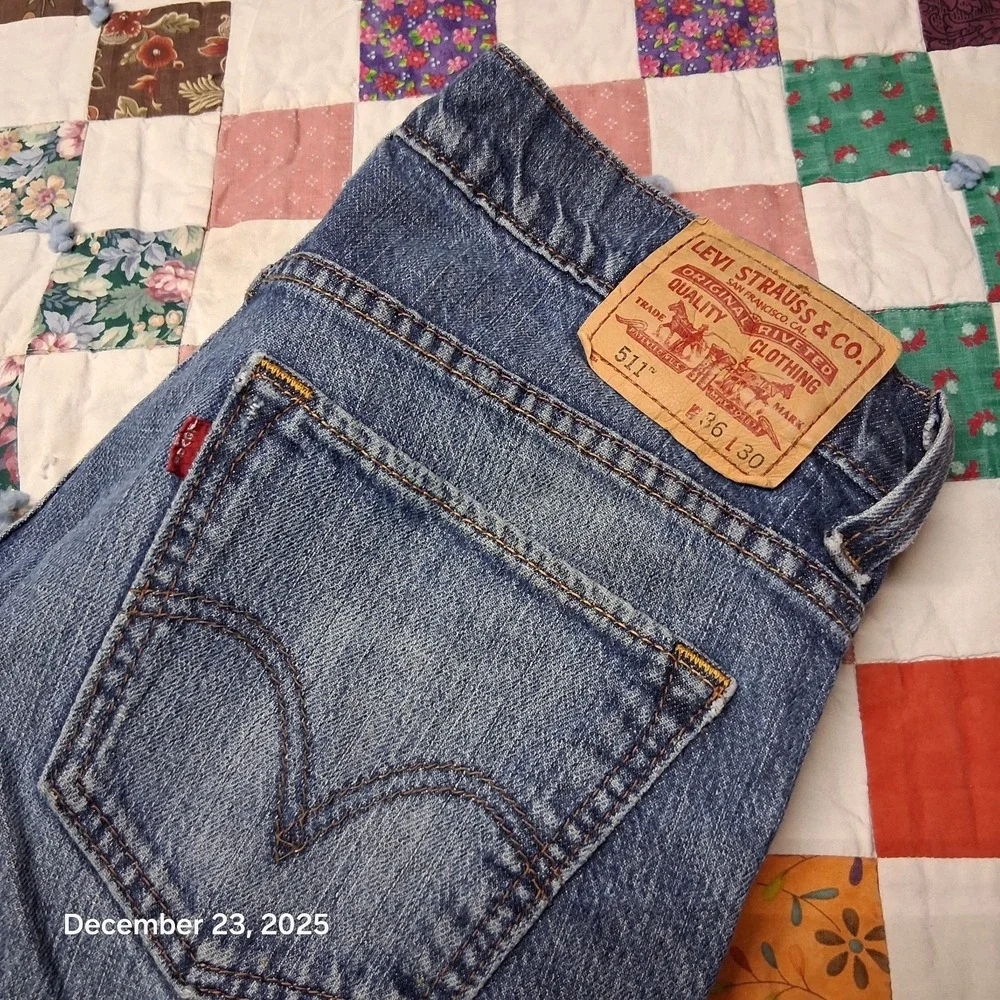 Levi's 511 Blue Jeans Men 36x30 Slim Fit Skinny Leg Denim Pants Stone Wash